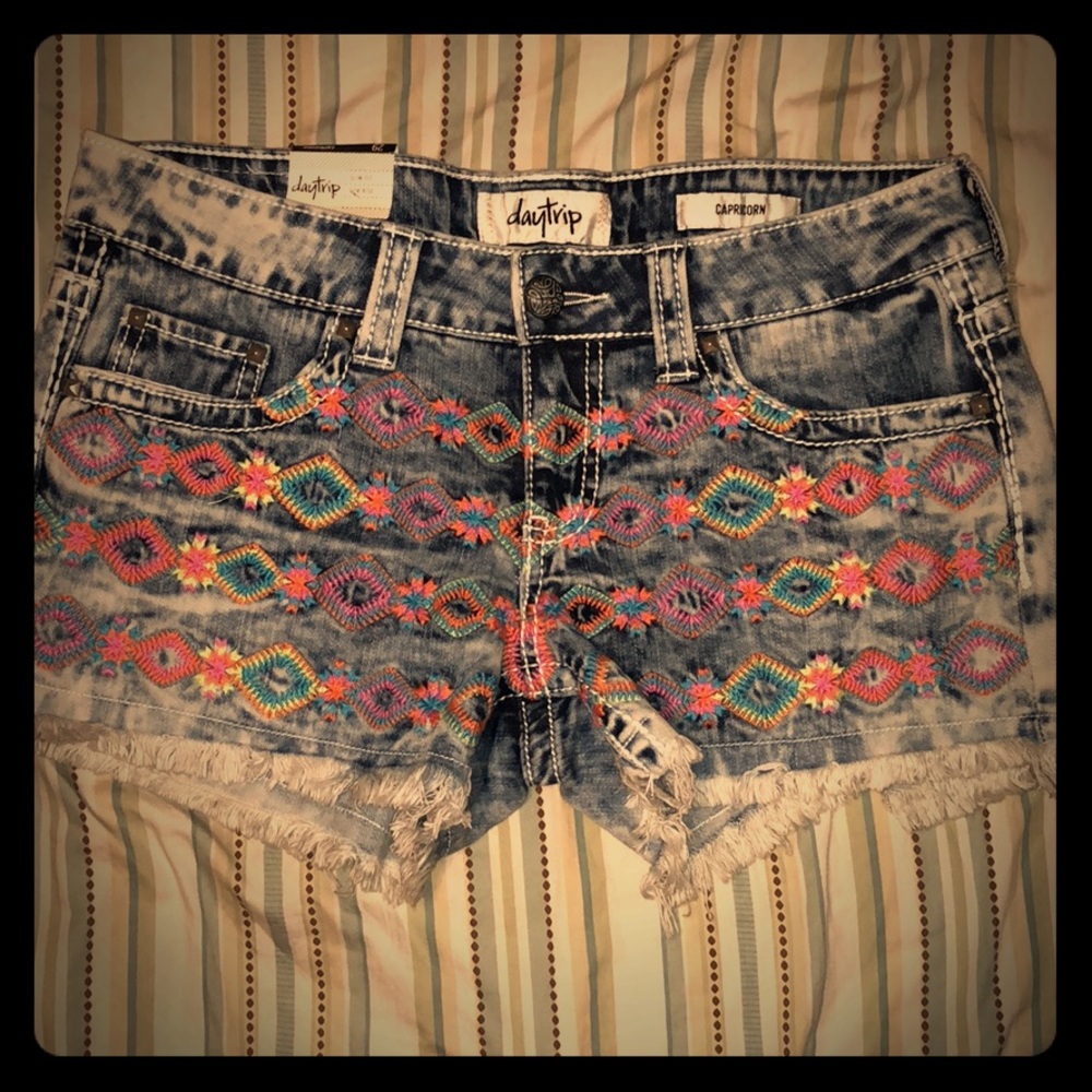 Daytrip Capricorn shorts w multicolored embroidery